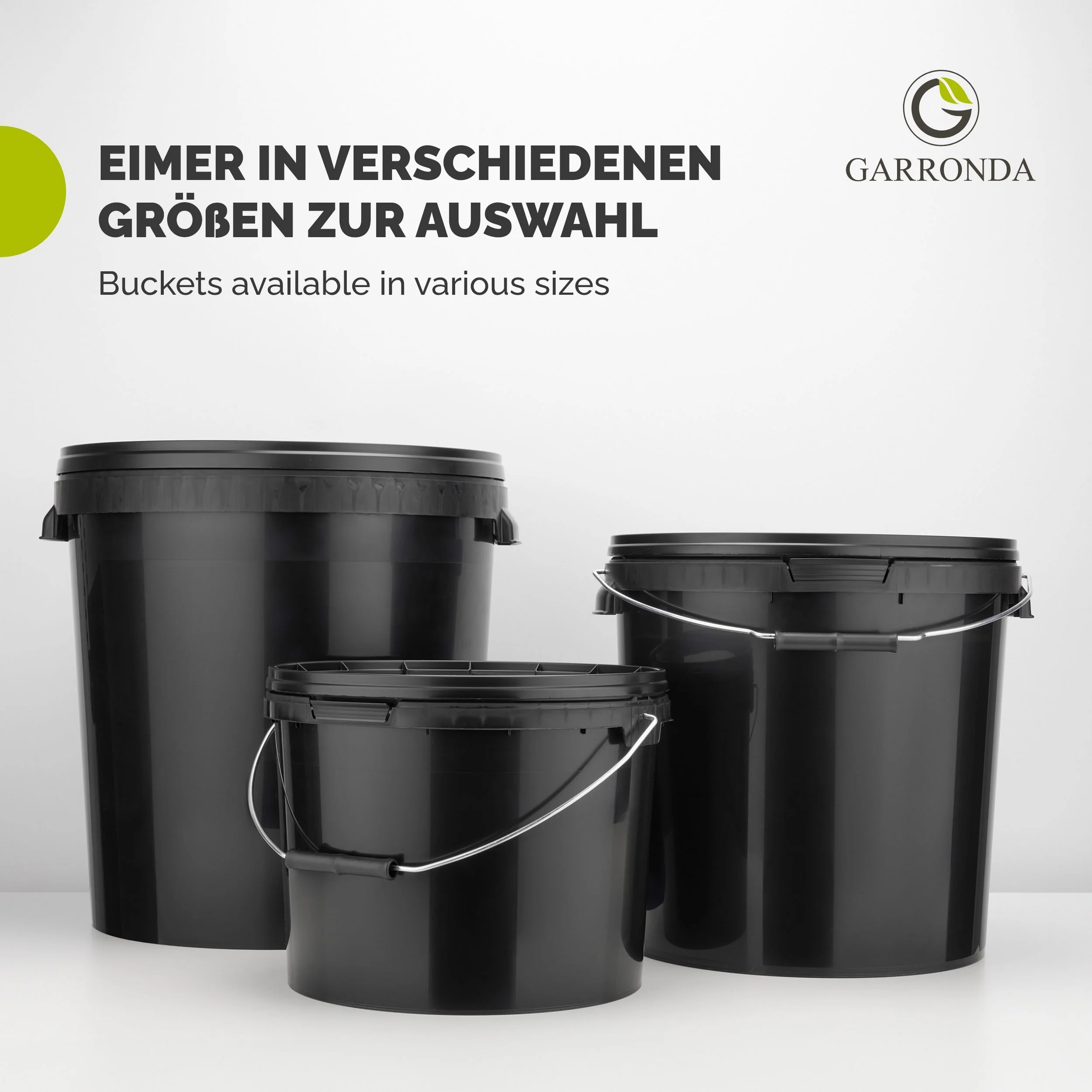 GARRONDA Putzeimer mit Deckel – Schwarz GD-0104, 10 L • lebensmittelecht & auslaufsicher